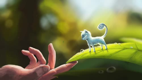 Tiny cat on leaf