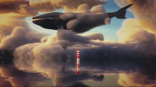 Whale flying in the sky