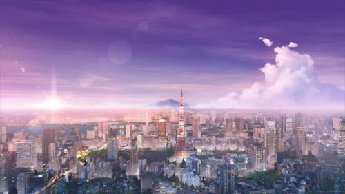 城市，东京塔，风景，日出，夕阳，云层，天际线