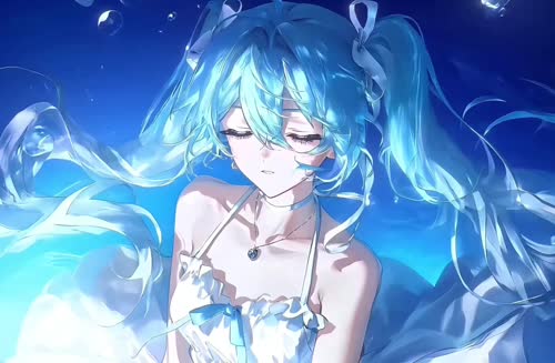 初音未来，蔚蓝，海