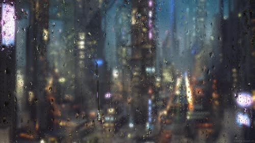 城市夜景灯光雨滴-tt