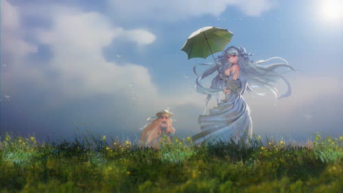 海滨公园打伞