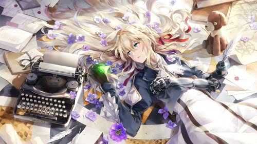 violet evergarden lying on the floor moewalls 