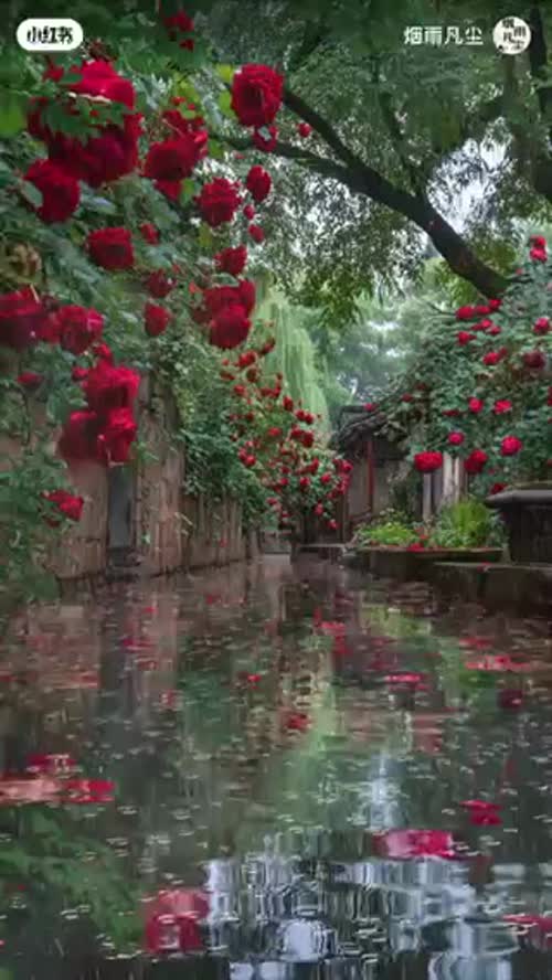 雨中小院